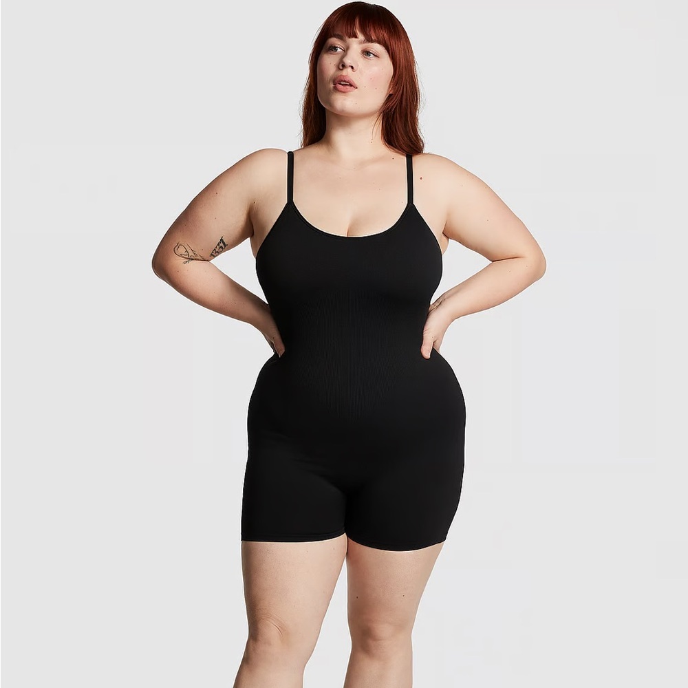 Victoria's Secret Black Spaghetti Strap Athleisure Romper